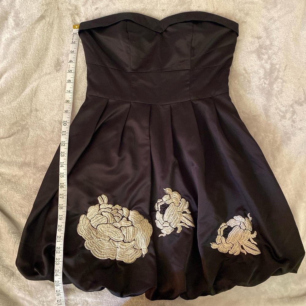 Charlotte Russe Black Strapless Dress with Gold Floral Design
